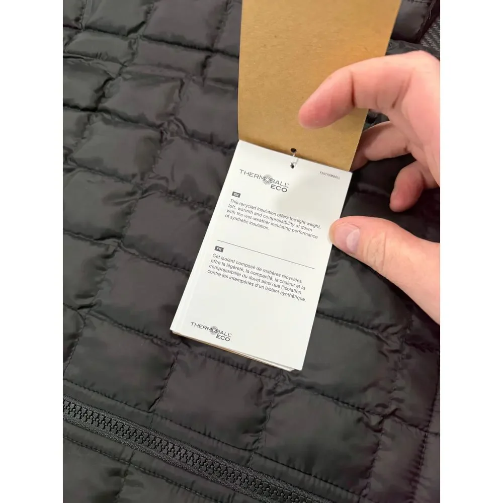 North Face Thermoball Puffer Jacket Black Size Medium NEW Quilted Outdoors